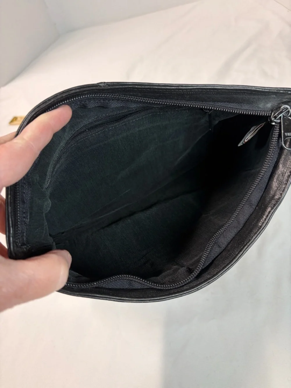 Vintage 90s Soft Black Leather Clutch Slouchy Minimalist Y2K